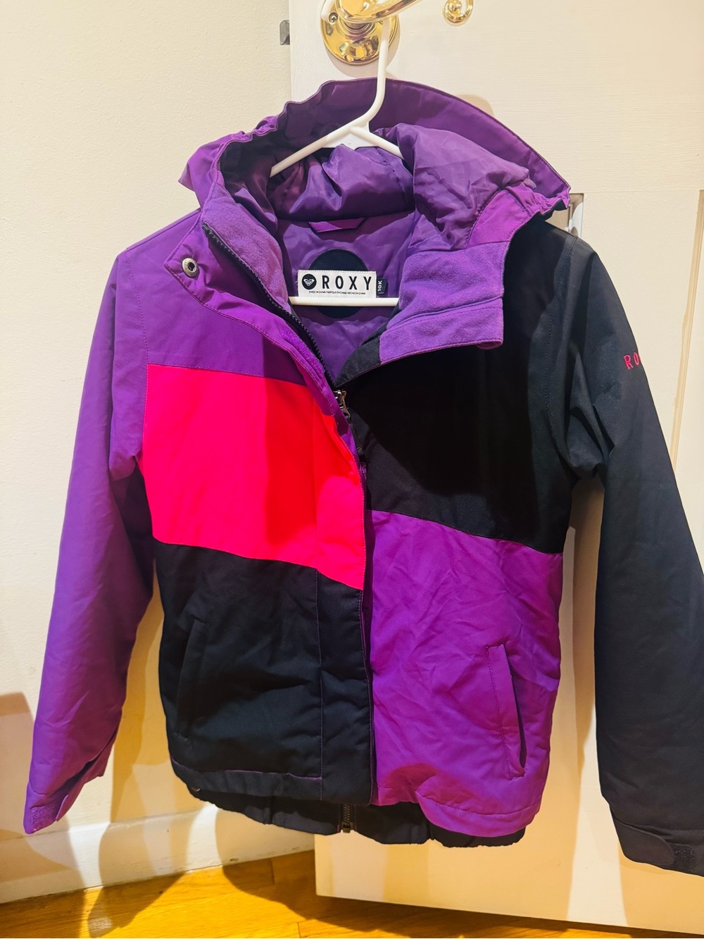 Roxy Kids Purple, Hot Pink & Black Colorblock Puffer Jacket